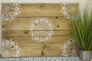 How to Stencil Reclaimed Wood Bohemian Wall Art | Designer Stencils