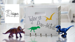 How to Upcycle a Wooden Crate | Custom Stenciled Dino Crate Project