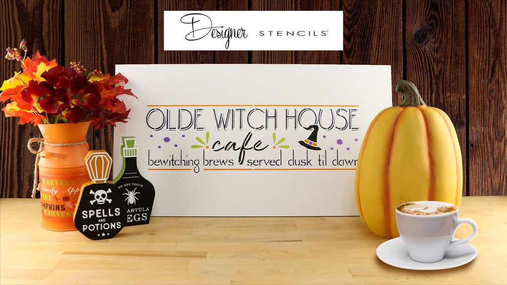 How to Stencil a Halloween Sign | Olde Witch House Café Sign Project