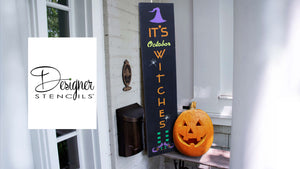 How to Stencil a Halloween Porch Sign | It's October Witches Vertical Porch Stencil Project