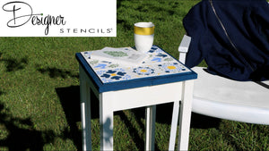 How to Tile and Stencil an Upcycled Table Using Talavera Stencil