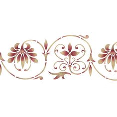 Ornate Scroll Wall Stencil Border