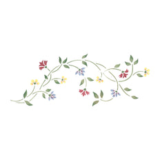 Delicate Floral Wall Stencil Border