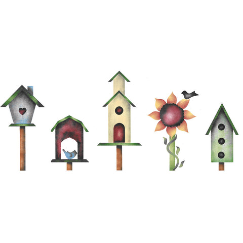 Birdhouse Wall Stencil Border