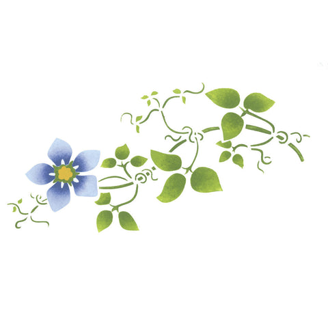 Small Clematis Flower Vine Wall Stencil