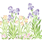 Large Iris, Daffodil and Violet Garden Wall Stencil