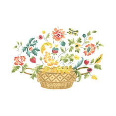 Small French Flower Basket Wall Stencil