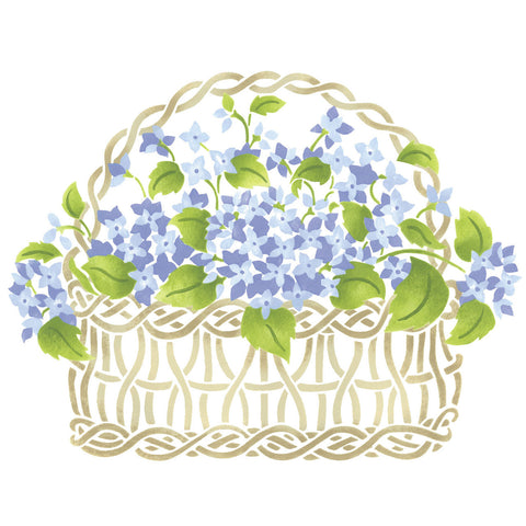 Hydrangea Basket Wall Stencil