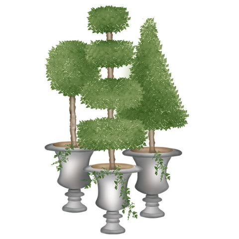 Three Small Topiaries Wall Stencil Set