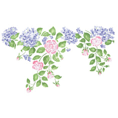 Hydrangea and Rose Wall Stencil Border