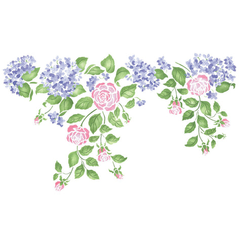 Hydrangea and Rose Wall Stencil Border