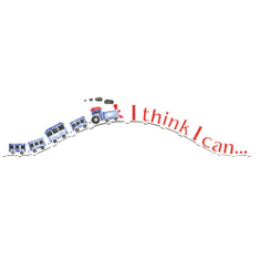 I Think I Can with Train Wall Stencil Wavy Border