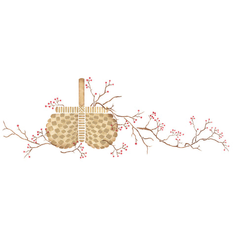 Large Winterberry Basket Wall Stencil