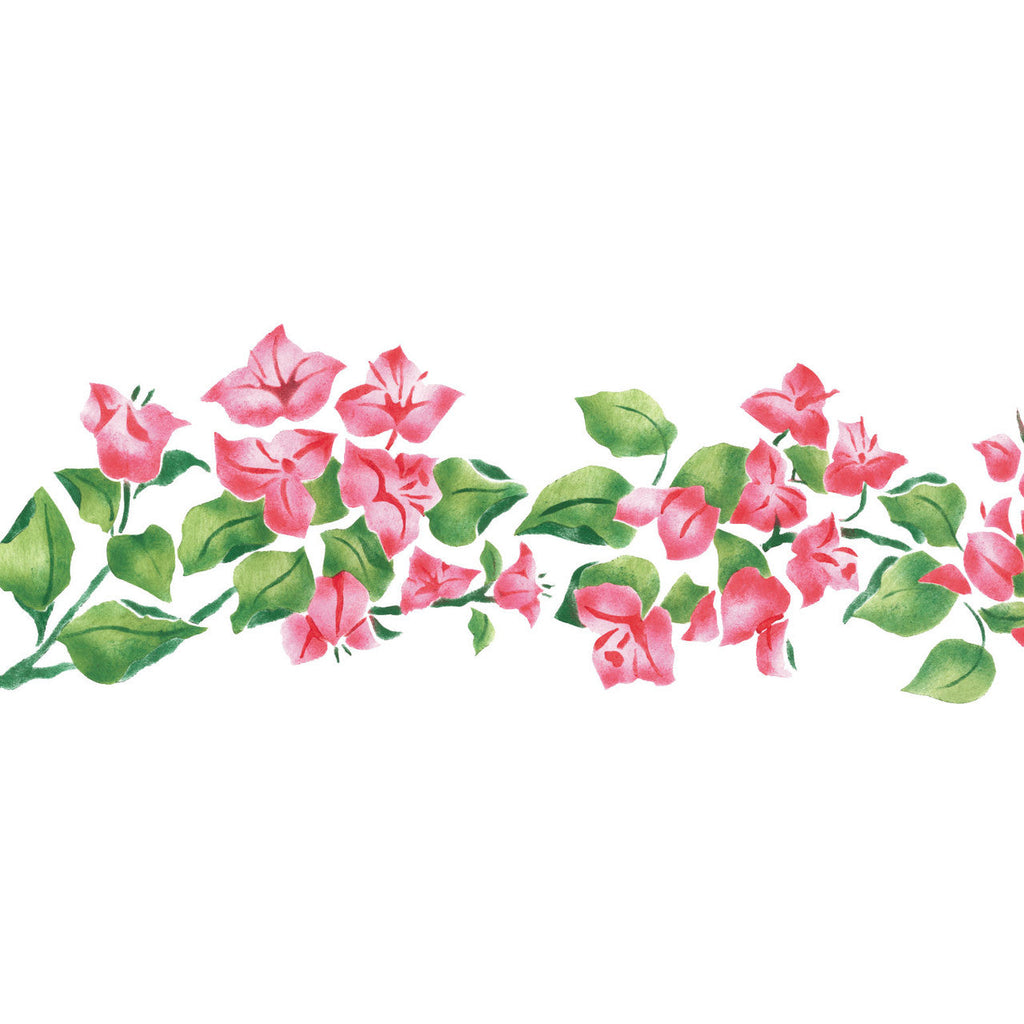 Bougainvillea Flower Wall Stencil Border