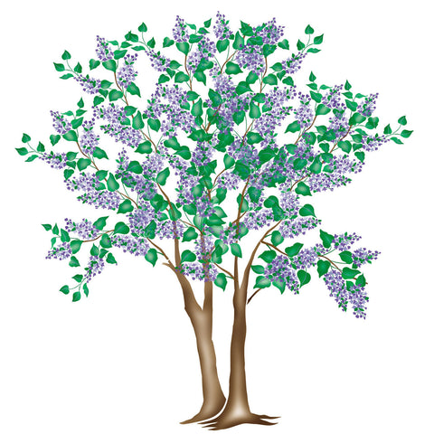 Large Lilac Tree Wall Stencil