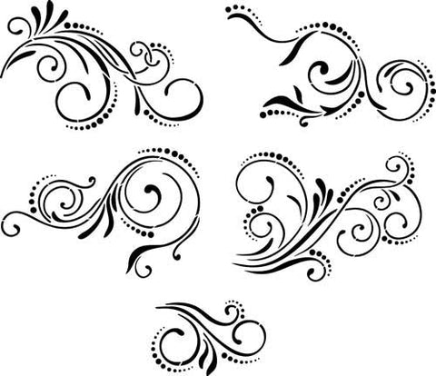 Modern Scroll Wall Stencil