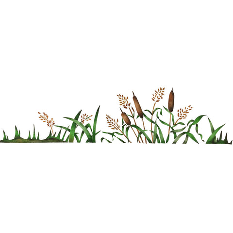 Cattails and Sea Grass Wall Stencil Border