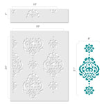 Small Rosie Damask Allover Wall Stencil