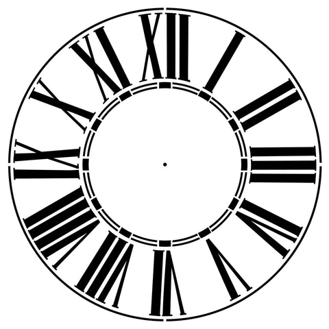 12 to 46 Inch Tall Thick Roman Numeral Clockface Wall Stencil