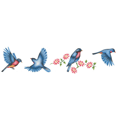 Flying Bluebirds Wall Stencil