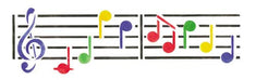 Colorful Musical Notes Wall Stencil Border