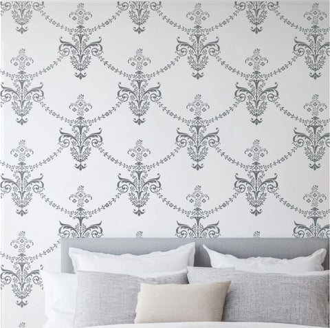 Petite Antique Wallpaper Wall Stencil PAINTED ONTO A WALL