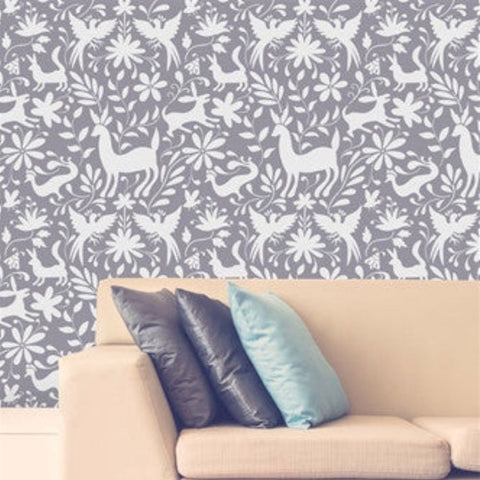 Otomi Animals Allover Wall Stencil