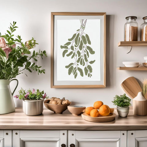 Hanging Sage Herbs Wall Stencil by DeeSigns