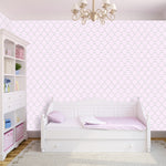 Ribbon Lattice Wall Stencil - Room Setting