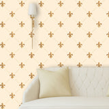 Two Part Fleur de Lis Wallpaper Wall Stencil - Room Setting