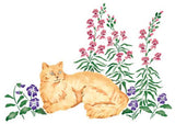 Cat with Flowers Wall Stencil