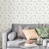 Ginkgo Wallpaper Wall Stencil - Room Setting