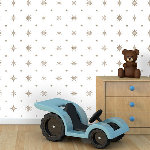 Multi-Sized Star Wallpaper Wall Stencil - Room Setting