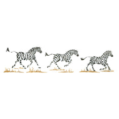 Running Zebras Wall Stencil Border