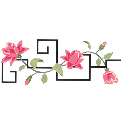 Oriental Rose Wall Stencil Border