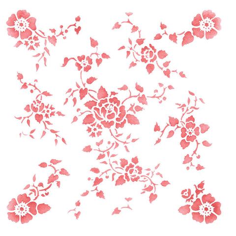 Floral Rose Wallpaper Wall Stencil