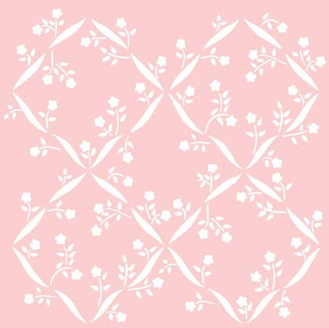 Floral Lattice Wallpaper Wall Stencil