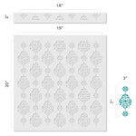 Small Rosie Damask Allover Wall Stencil - Dimensions