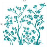 Chinoiserie Tree Mural Wall Stencil - Dimensions