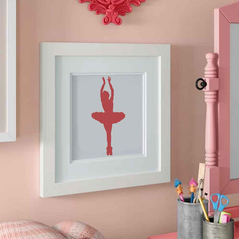 Ballet Dancer Stenciled in Frame for Wall Art