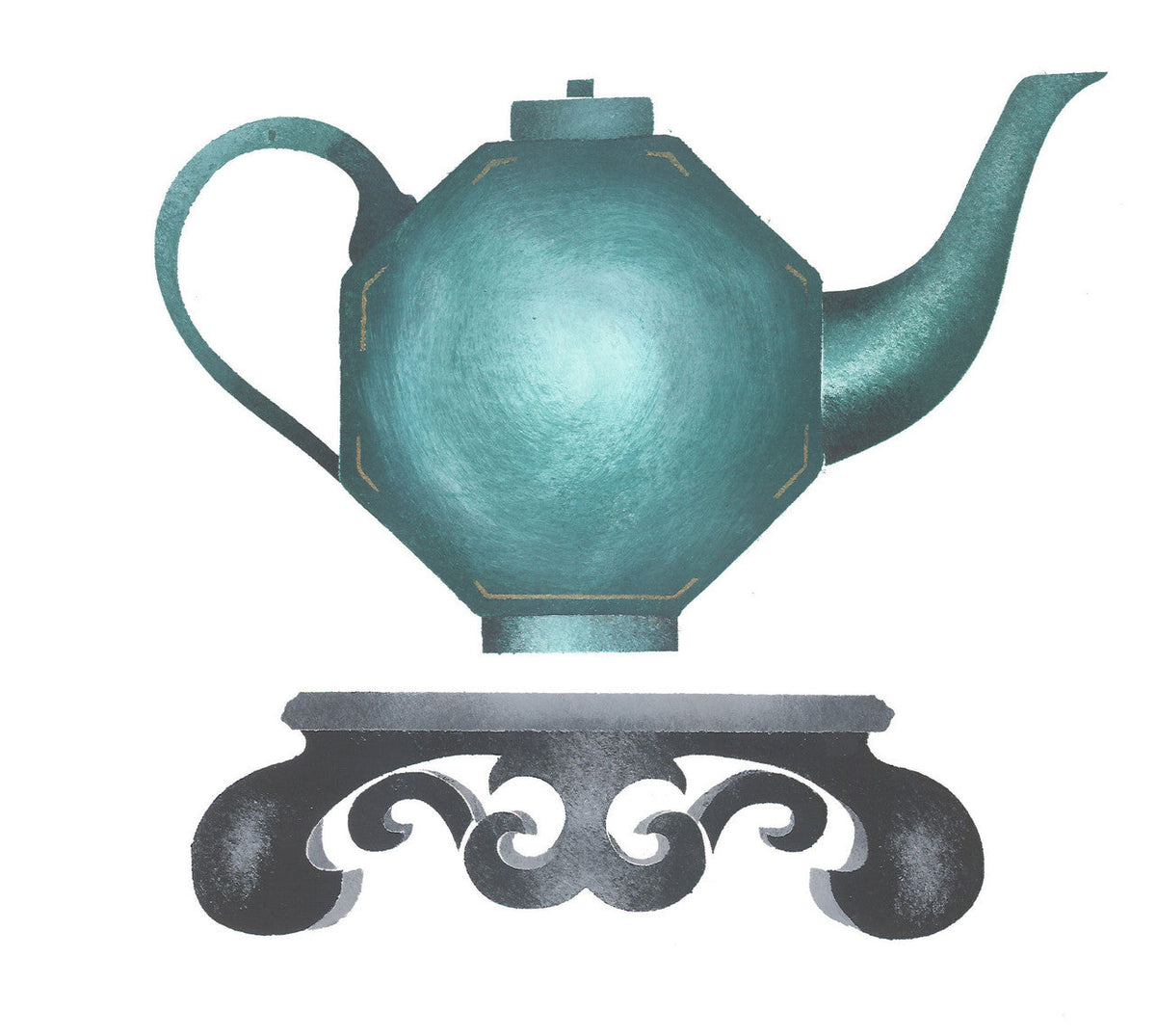 Asian Octagonal Teapot Wall Stencil | DeeSigns