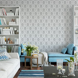 Victoria Damask Allover Wall Stencil - Room Setting