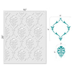 Victoria Damask Allover Wall Stencil - Dimensions