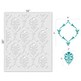 Victoria Damask Allover Wall Stencil - Dimensions