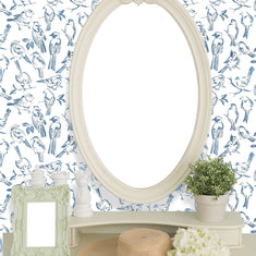 Woodland Birds Allover Wall Stencil - Room Setting