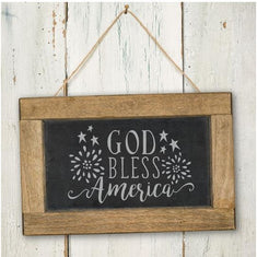 God Bless the USA on a chalkboard