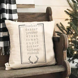 Reindeer Names Wall Stencil On Pillow