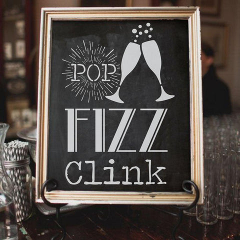 Pop Fizz Clink Craft Stencil