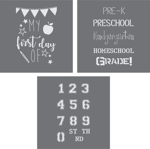 Back to School Chalkboard 3 Piece Stencil Kit