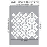 Moroccan Wall Stencil Small Sheet measurements 16.75 x 23